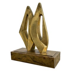 Roberto Vivas Abstract Bronze Sculpture on Bronze Base, Brazil 1960s