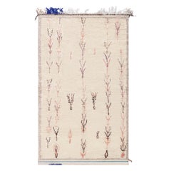 Doris Leslie Blauer Vintage Stammeskunst Marokkanischer handgefertigter Teppich aus Naturwolle