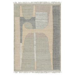 Rug & Kilim's Flatweave Rug in Beige with Gray, White & Green Geometric Patterns (Tapis tissé plat en beige avec des motifs géométriques gris, blancs et verts)