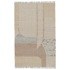 Tapis & Kilim's Abstract Flatweave with Cream and Beige Geometric Patterns (tissage plat abstrait avec des motifs géométriques crème et beige)