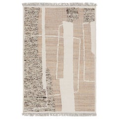 Tejido plano abstracto de Rug & Kilim con motivos geométricos en crema y beige
