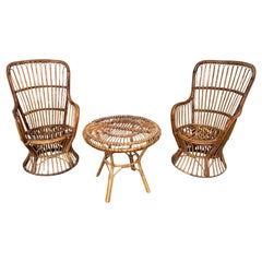 Luigi Caccia Dominioni Coppia di Poltrone e Tavolino Garden Set Design 1960