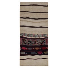 Persischer Kilim Kleiner Teppich CIRCA 1910 - Wolle Braun Elfenbein Rot Design - 91542