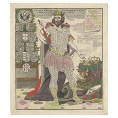 Incisione del XVIII secolo delle monarchie europee con araldica e regalia imperiale
