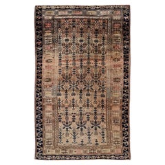 Tapis persan Azerbaïdjan Small - Laine Noir Ivoire Rose Design - 91583