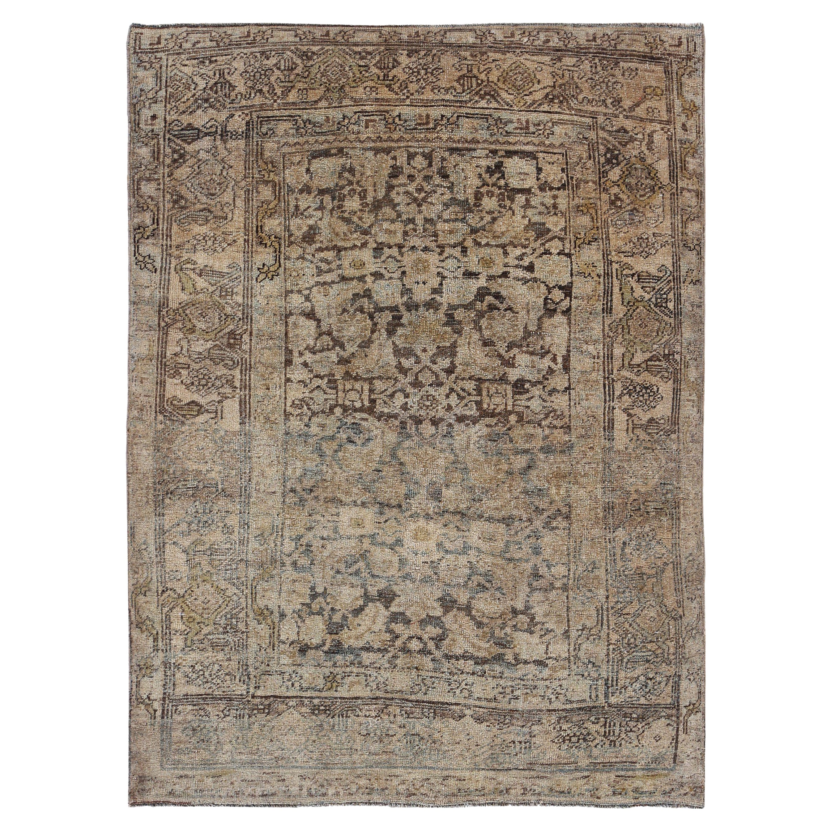 Persischer Bijar Small Teppich - Wolle Braun Elfenbein Design - 91600