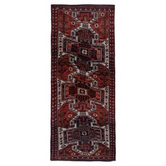 Persian Azerbaijan Runner Rug - Wool Black Ivory Red Design - 91589