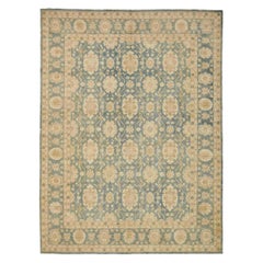 Afghanistan Tabriz Area Rugs Circa 1990 - Wool Blue Brown Gray Ivory - 91923