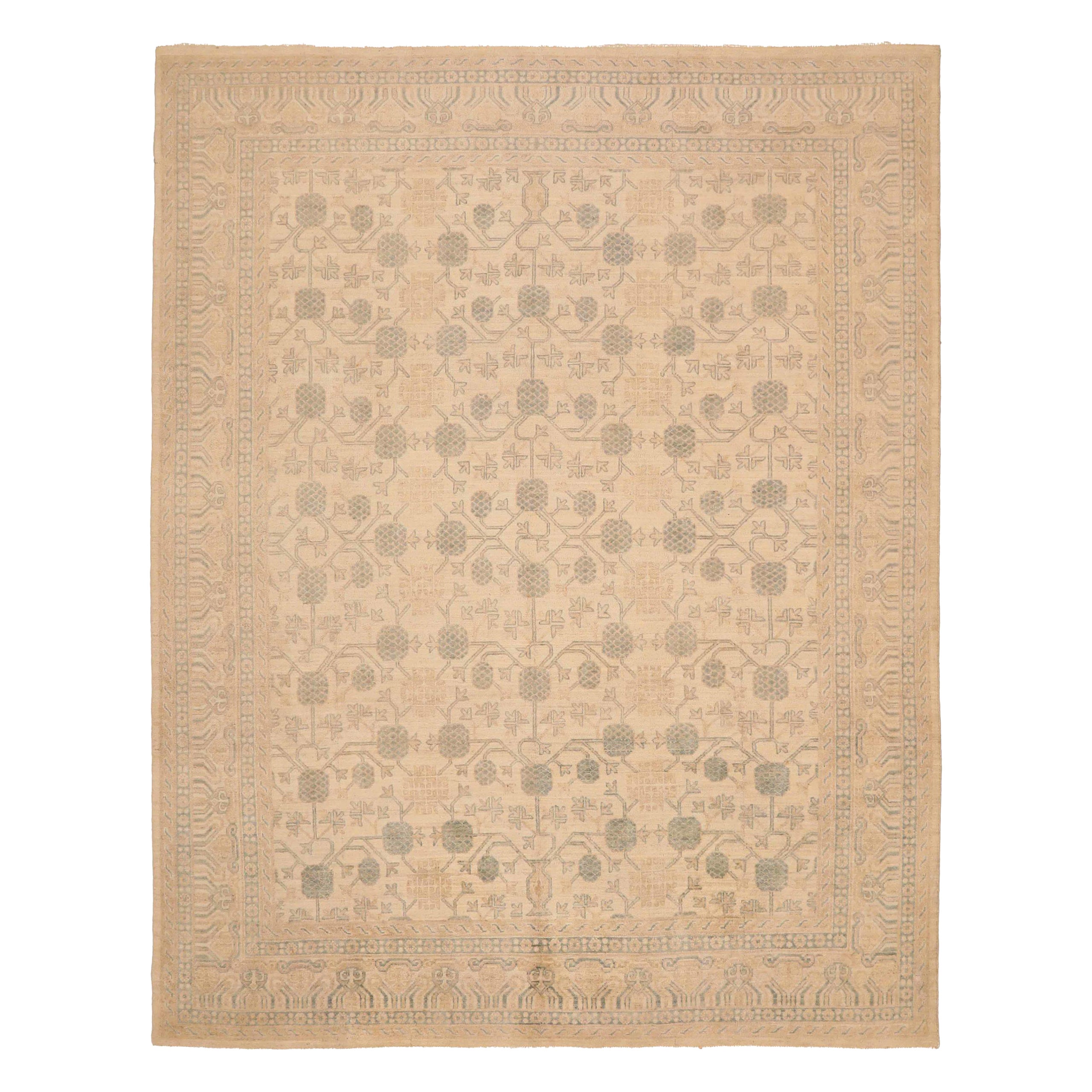 Afghanistan Täbris-Teppiche Circa 1990 - Wolle Grau Elfenbein Design - 91924