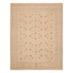 Afghanistan Tabriz Area Rugs Circa 1990 - Wool Gray Ivory Design - 91924
