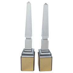 Pair of Tall Lucite Obelisk on Light Boxes 12