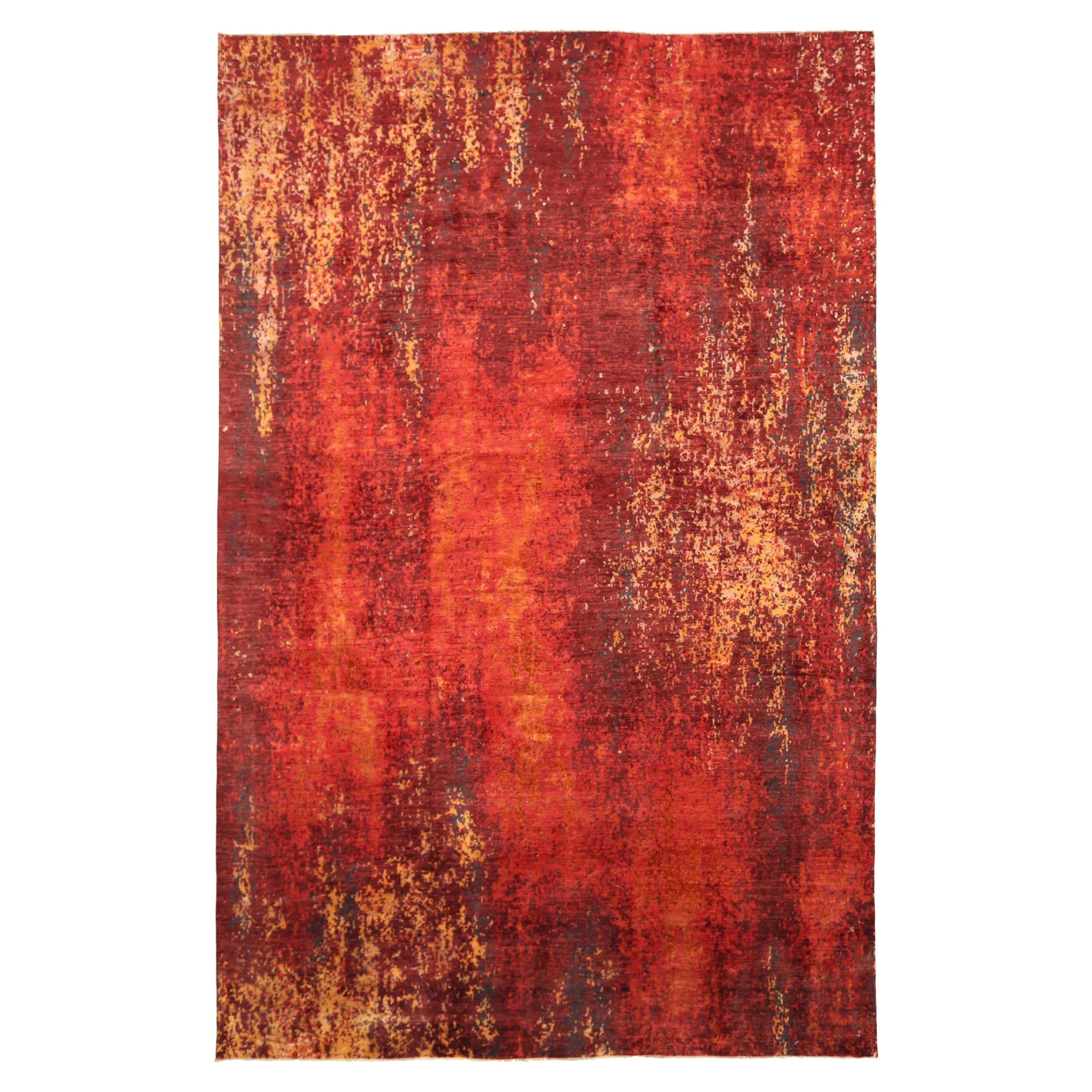 Afghanistan Modern Over Size Rug Circa 1990 - Wool Red Yellow Design - 92019