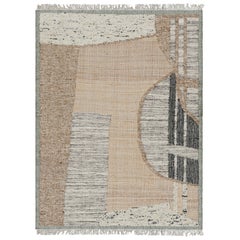 Rug & Kilim’s Abstract Flatweave with Beige, Cream, and Black Geometric Patterns