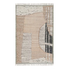 Rug & Kilim’s Abstract Flatweave with Beige, Cream, and Black Geometric Patterns