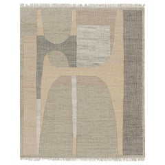 Rug & Kilim's Flatweave Rug in Beige with Gray, White & Green Geometric Patterns (Tapis tissé plat en beige avec des motifs géométriques gris, blancs et verts)