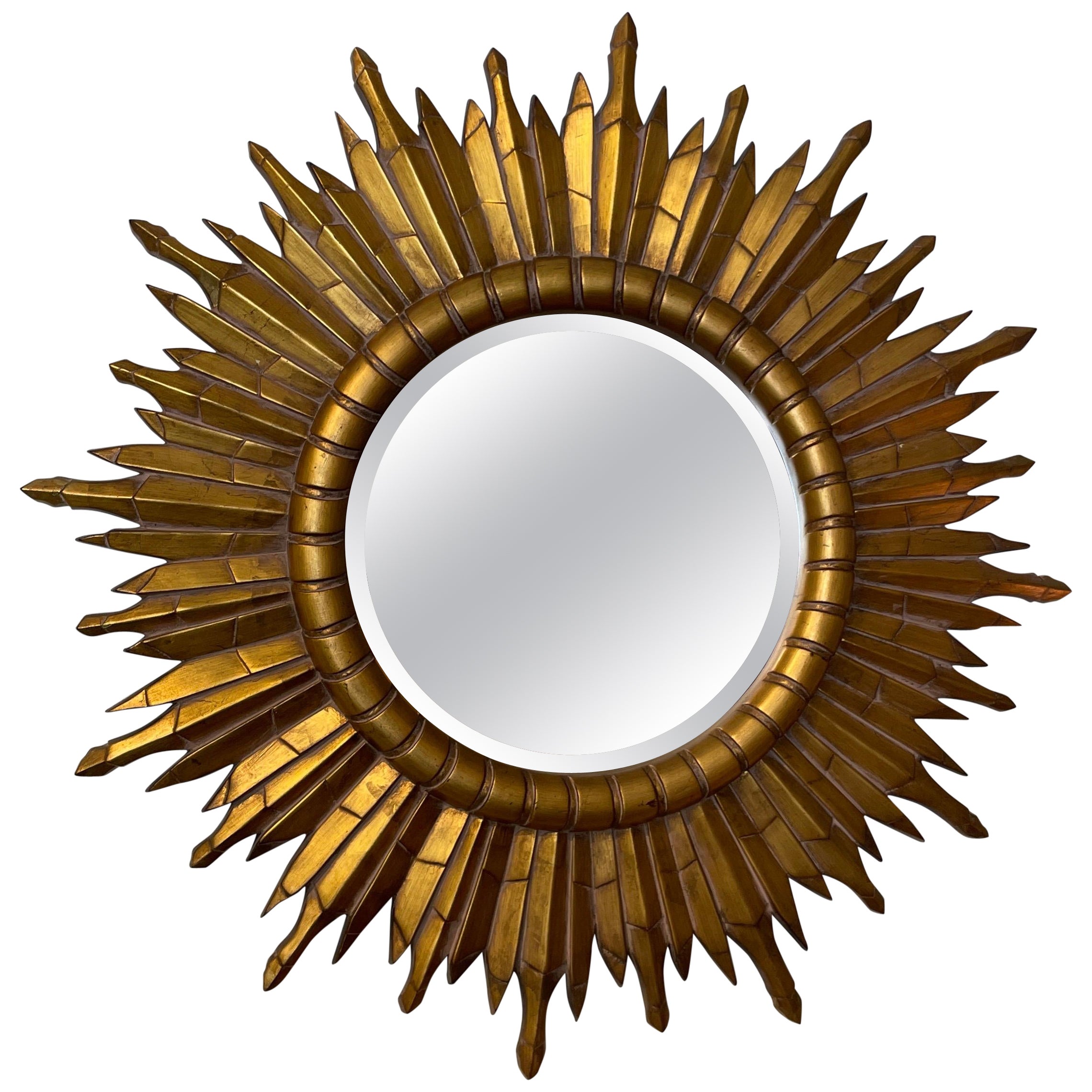 Miroir mural doré Sunburst vintage en vente