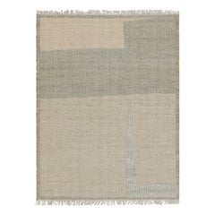 Rug & Kilim’s Flatweave Rug in Beige-Brown with Green & White Geometric Patterns