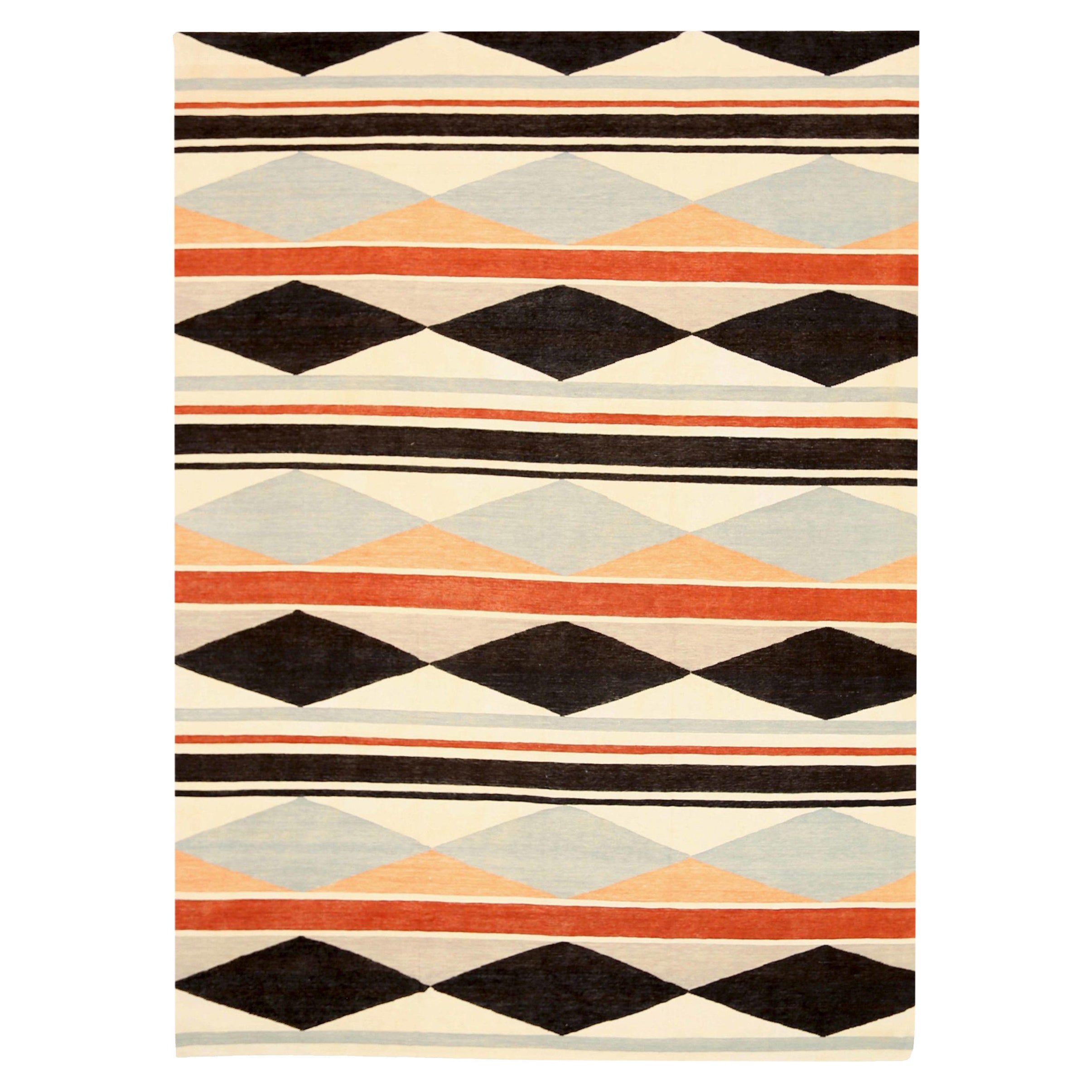 Rug & Kilim Afghanistan Circa 1990 - Laine Brown Gray Orange Red - 92085 en vente