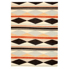 Afghanistan Kilim Area Rugs Circa 1990 - Wool Brown Gray Orange Red - 92085