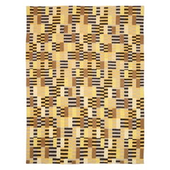 Afghanistan Kilim Area Rugs CIRCA 1990 - Wolle Schwarz Elfenbein Gelb Design - 92088