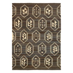 Afghanistan Rugs Kilim Circa 1990 - Laine Brown Ivory Design - 92090