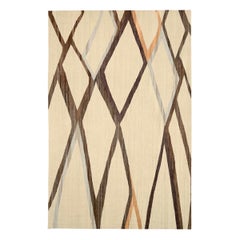 Afghanistan Kilim Area Rugs Circa 1990 - Wolle Braun Elfenbein Orange Gelb - 92091