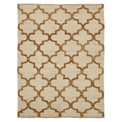 Afghanistan Rugs Kilim Circa 1990 - Laine Brown Ivory Yellow Design - 92109