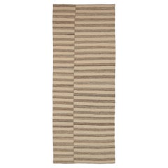Afghanistan Kilim Area Rugs Circa 1990 - Wool Brown Ivory Taupe Design - 92097