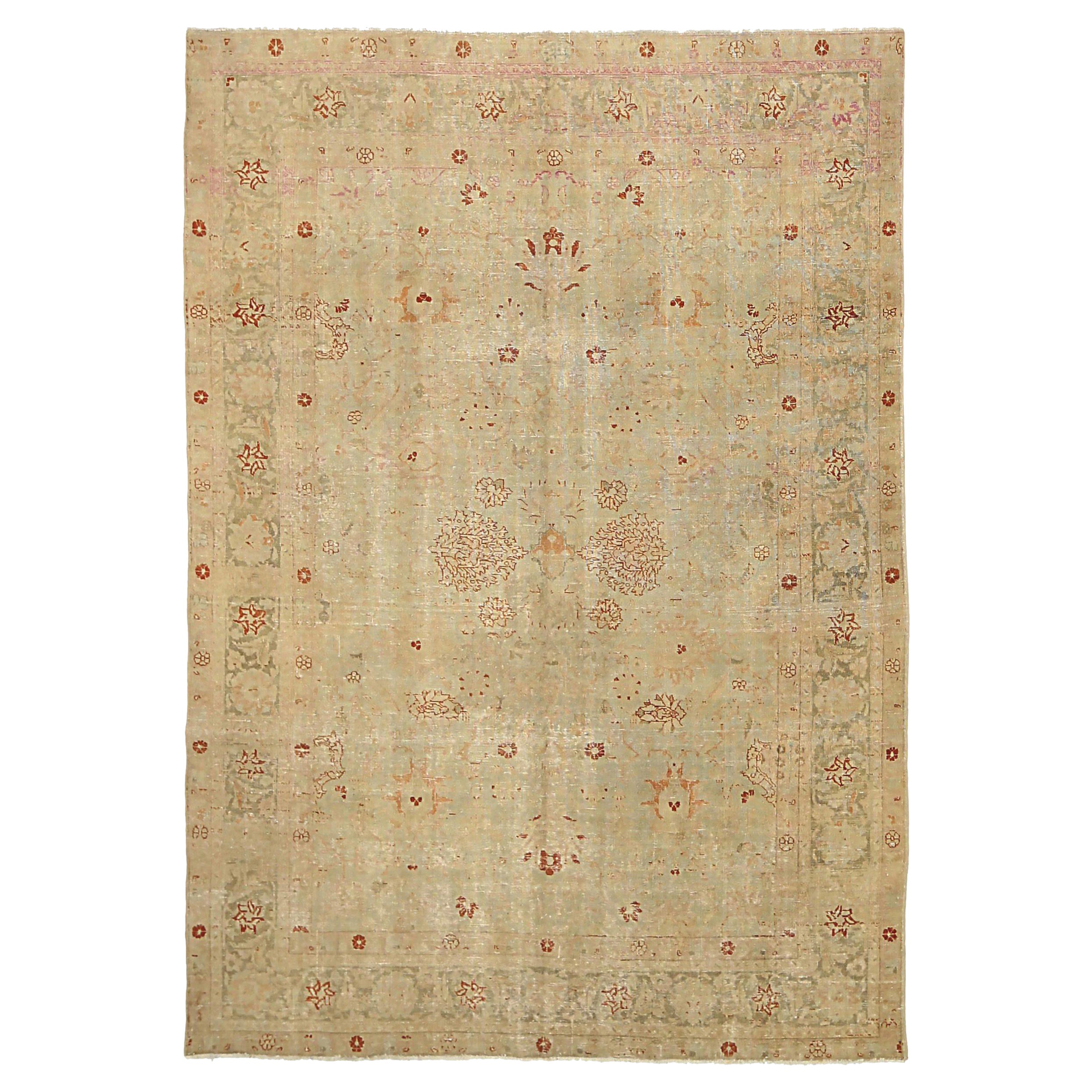 Persische Täbris-Teppiche - Wolle Elfenbein Taupe Design - 92114