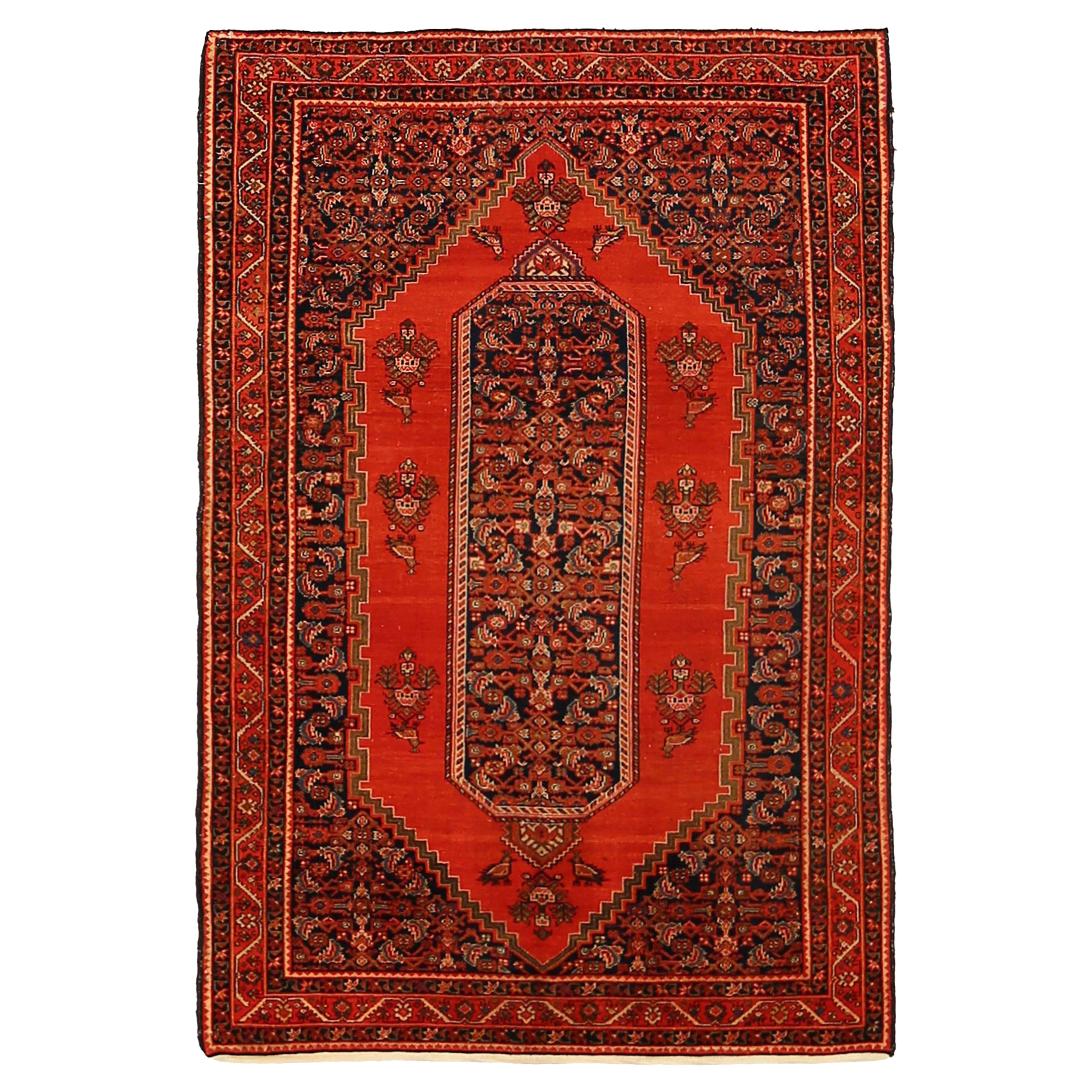 Alfombra Persa Malayer Small Design - Lana Azul Marino Rojo - 92116