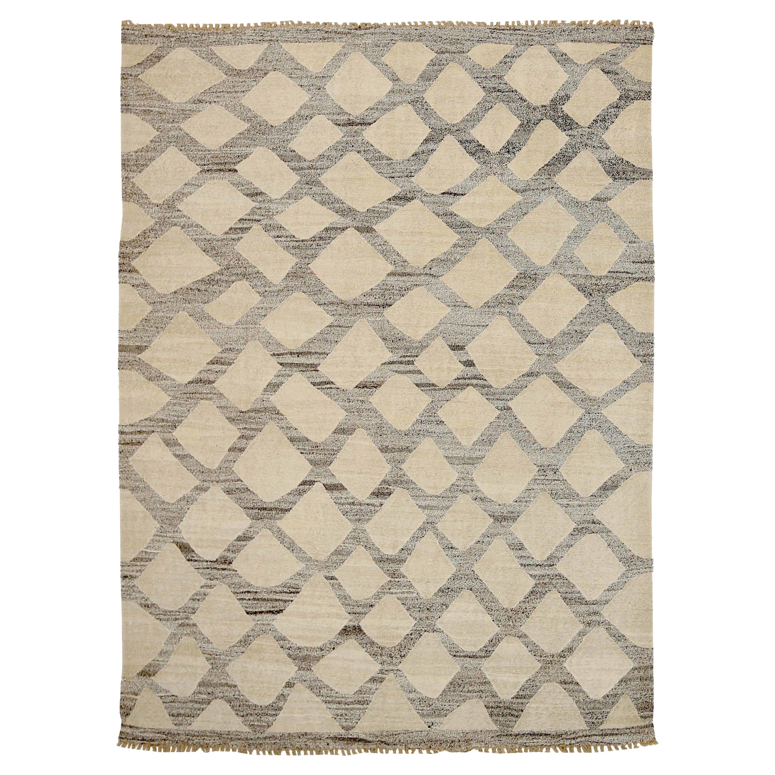 Afghanistan Rugs Kilim Circa 1990 - Laine Brown Ivory Design - 92107