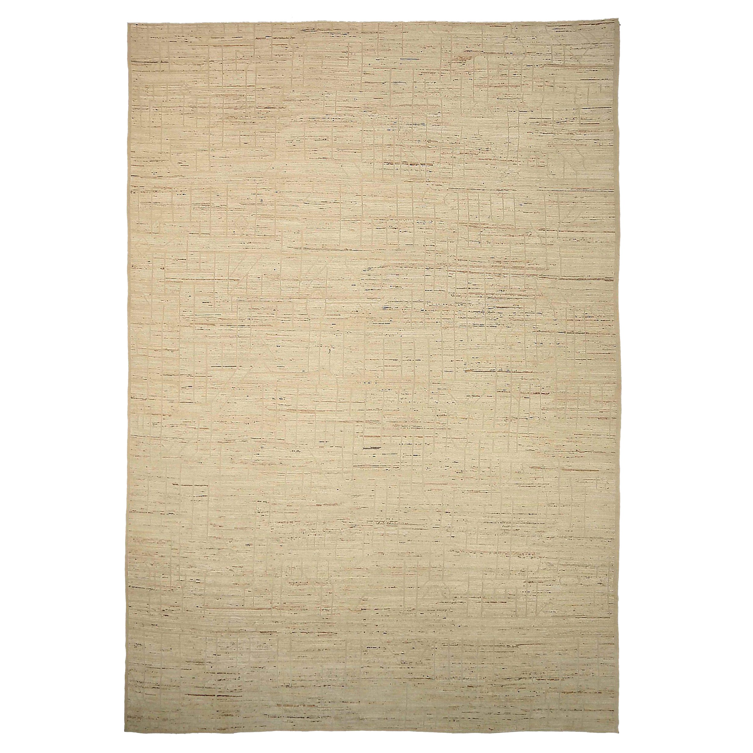 Afghanistan Moroccan Over Size Rug Circa 1990 - Wool Taupe Design - 92169