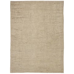 Tapis marocains d'Afghanistan datant d'environ 1990, motif en laine ivoire taupe - 92205