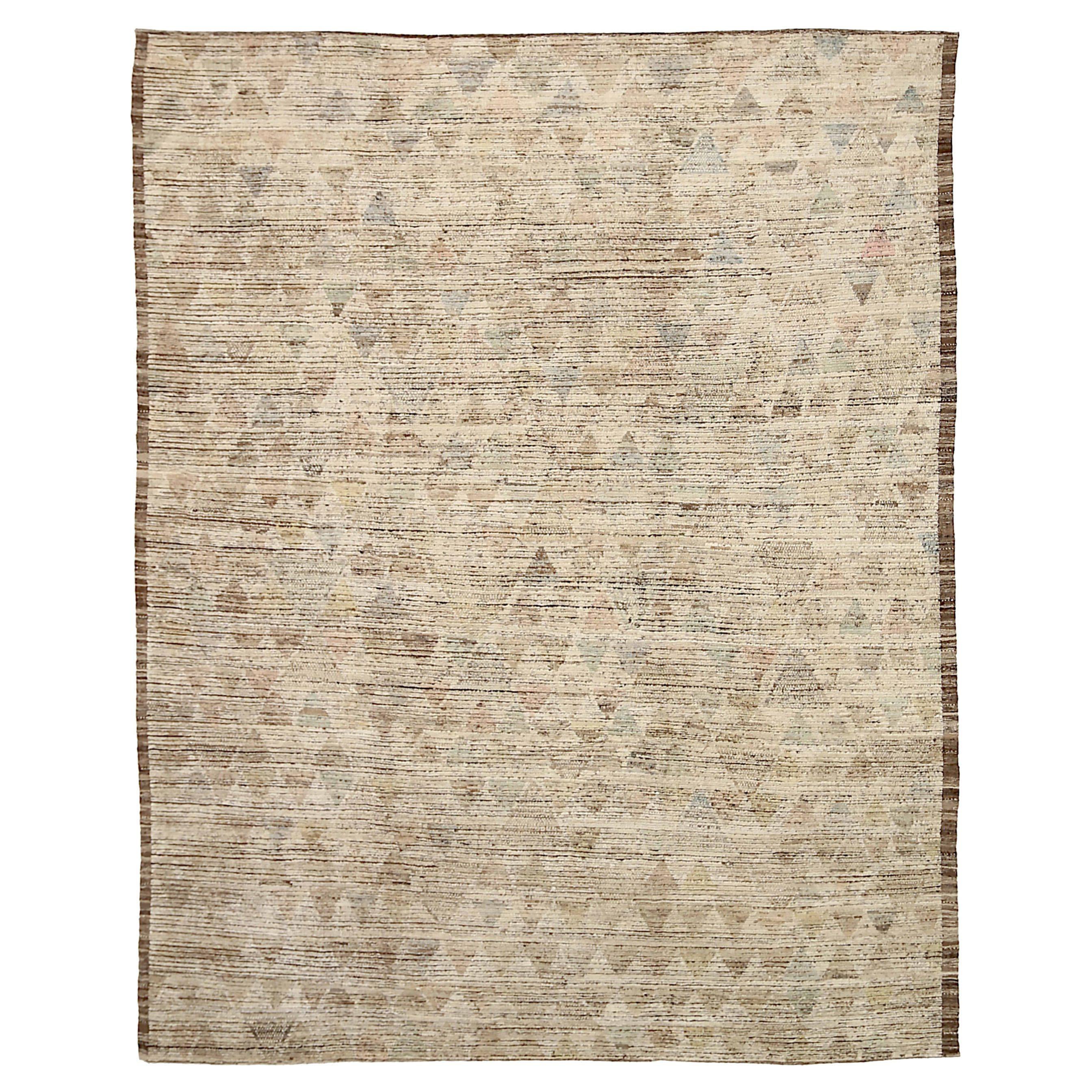 Afghanistan Tapis de zone marocain Circa 1990 - Laine Brown Ivory Design - 92215