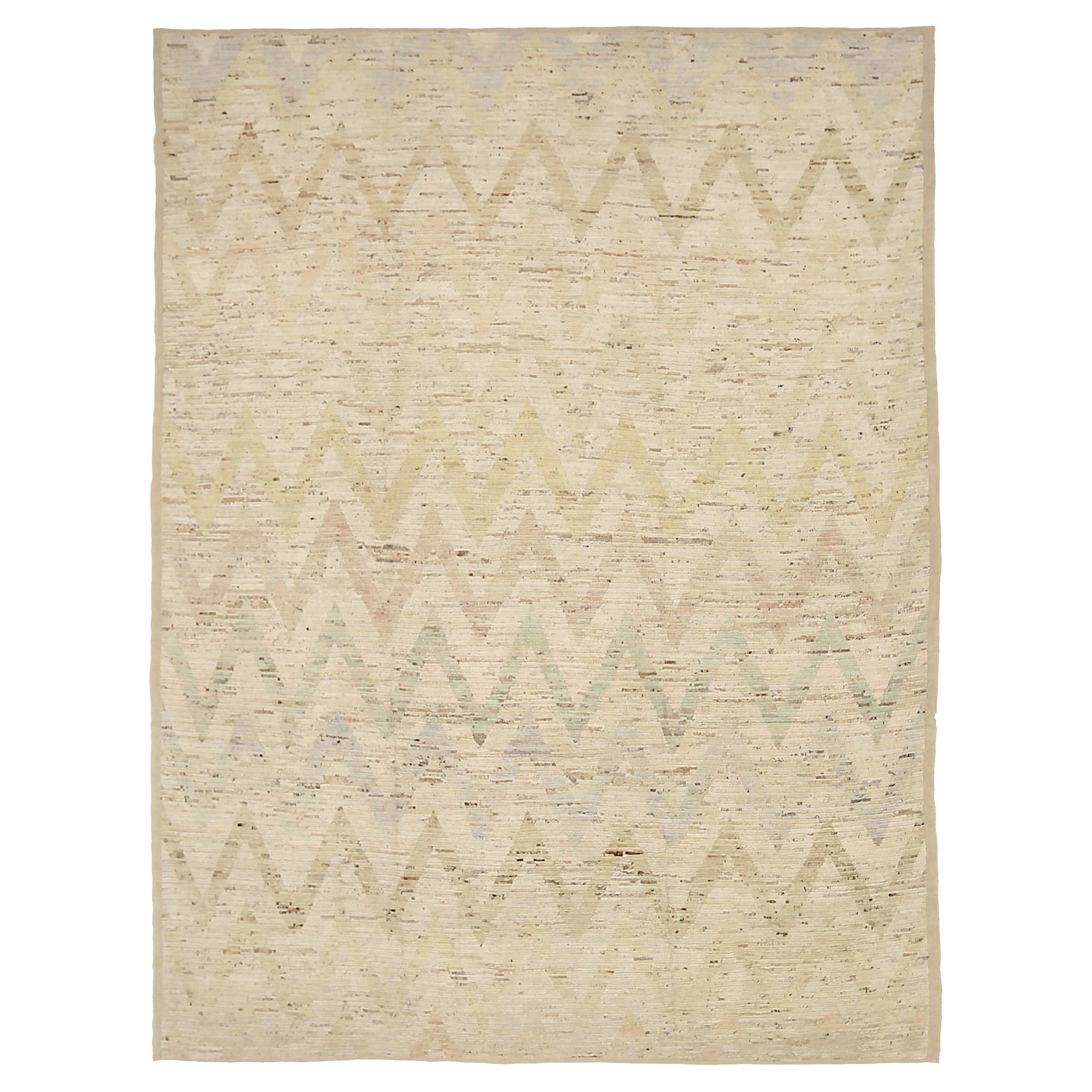 Afghanistan Moroccan Area Rugs Circa 1990 - Wool Green Ivory Yellow - 92216