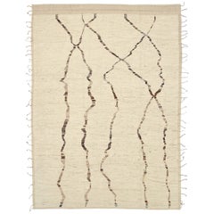 Afghanistan Tapis de zone marocain Circa 1990 - Laine Brown Ivory Design - 92233