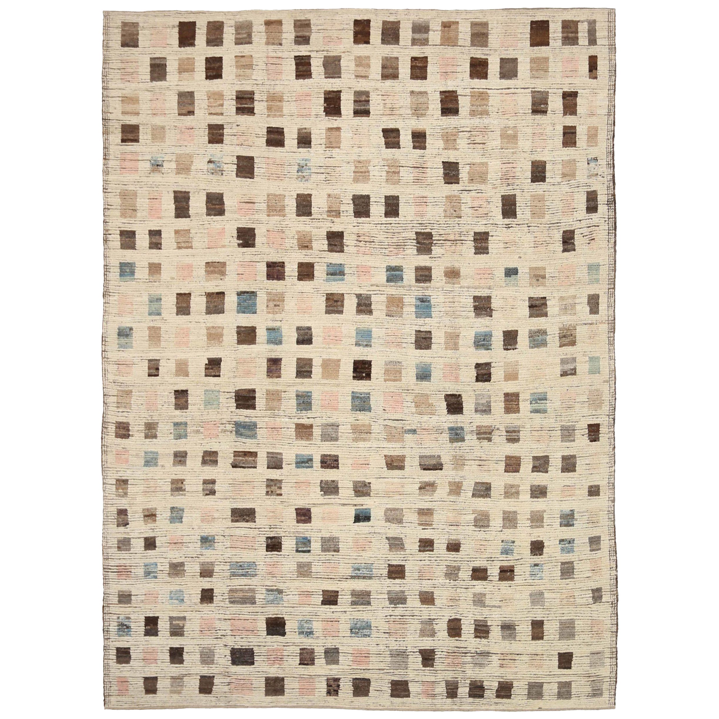 Tappeti marocchini Afghanistan Circa 1990 - Lana Blu Marrone Avorio Rosa - 92255