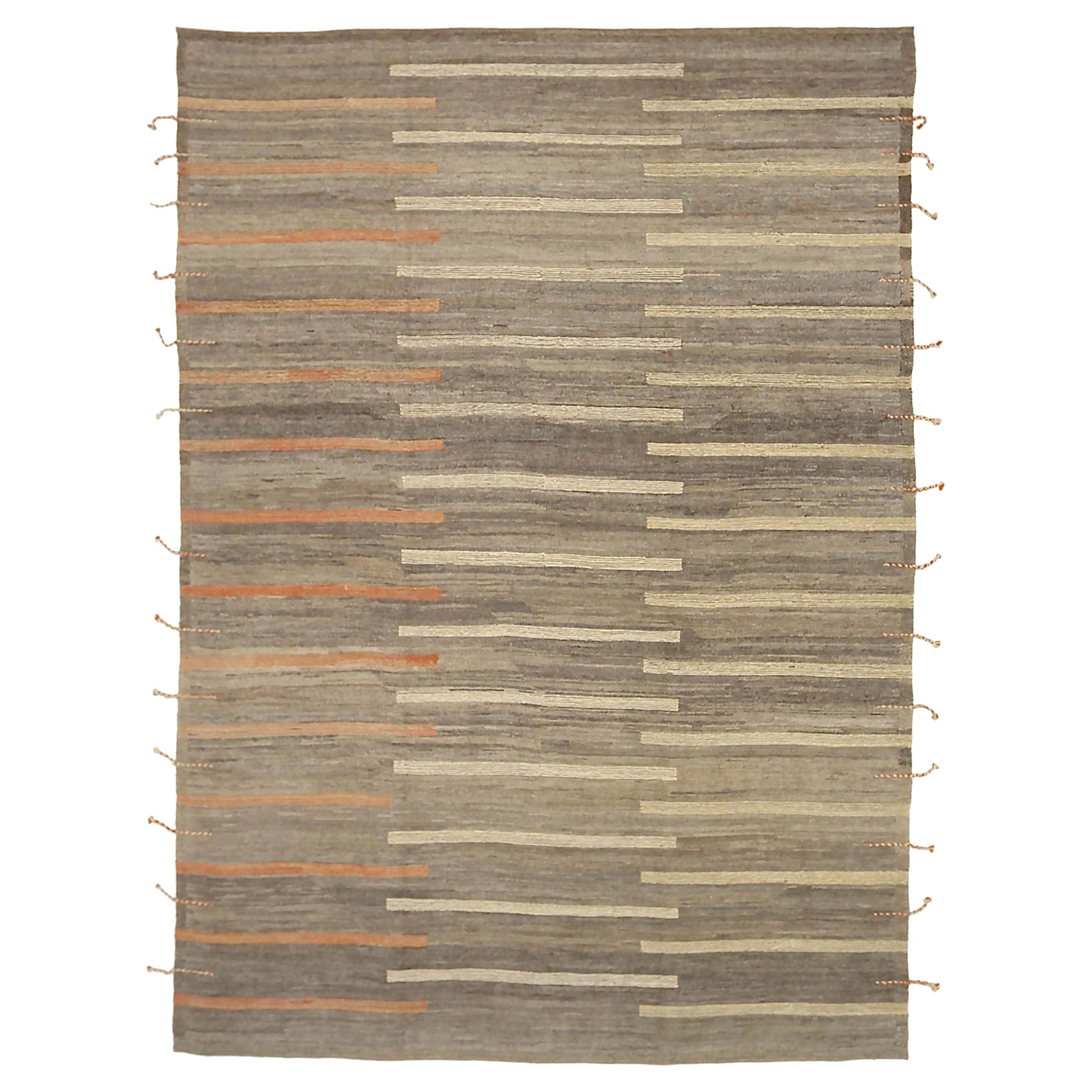 Afghanistan Moroccan Area Rugs Circa 1990 - Wool Brown Ivory Orange - 92271 For Sale
