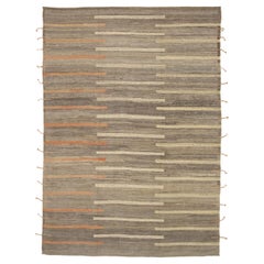 Afghanistan Tapis de zone marocain Circa 1990 - Laine Brown Ivoire Orange - 92271