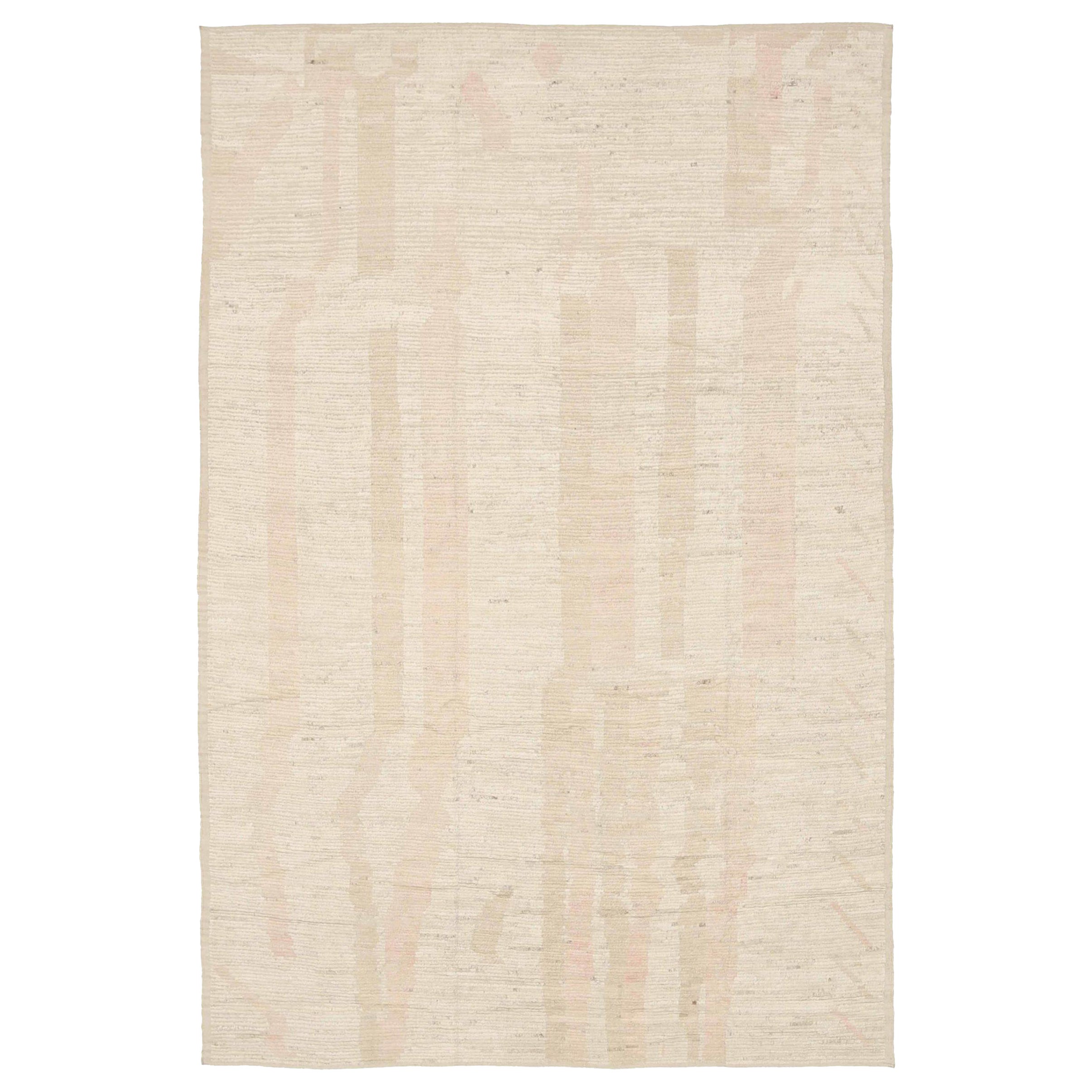 Afghanistan Moroccan Area Rugs Circa 1990 - Wool Ivory Design - 92258