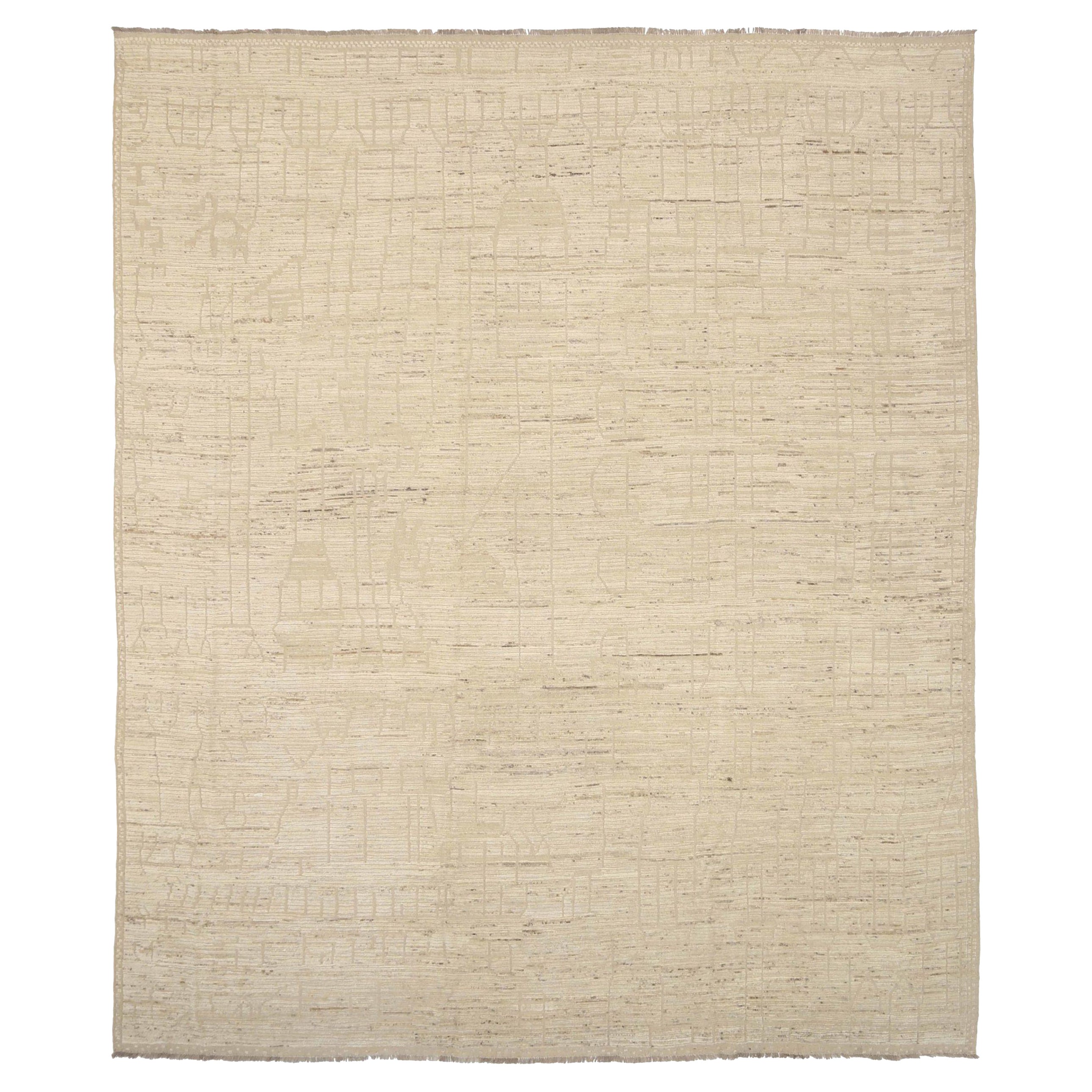Afghanistan Moroccan Over Size Rug Circa 1990 - Wool Ivory Design - 92263