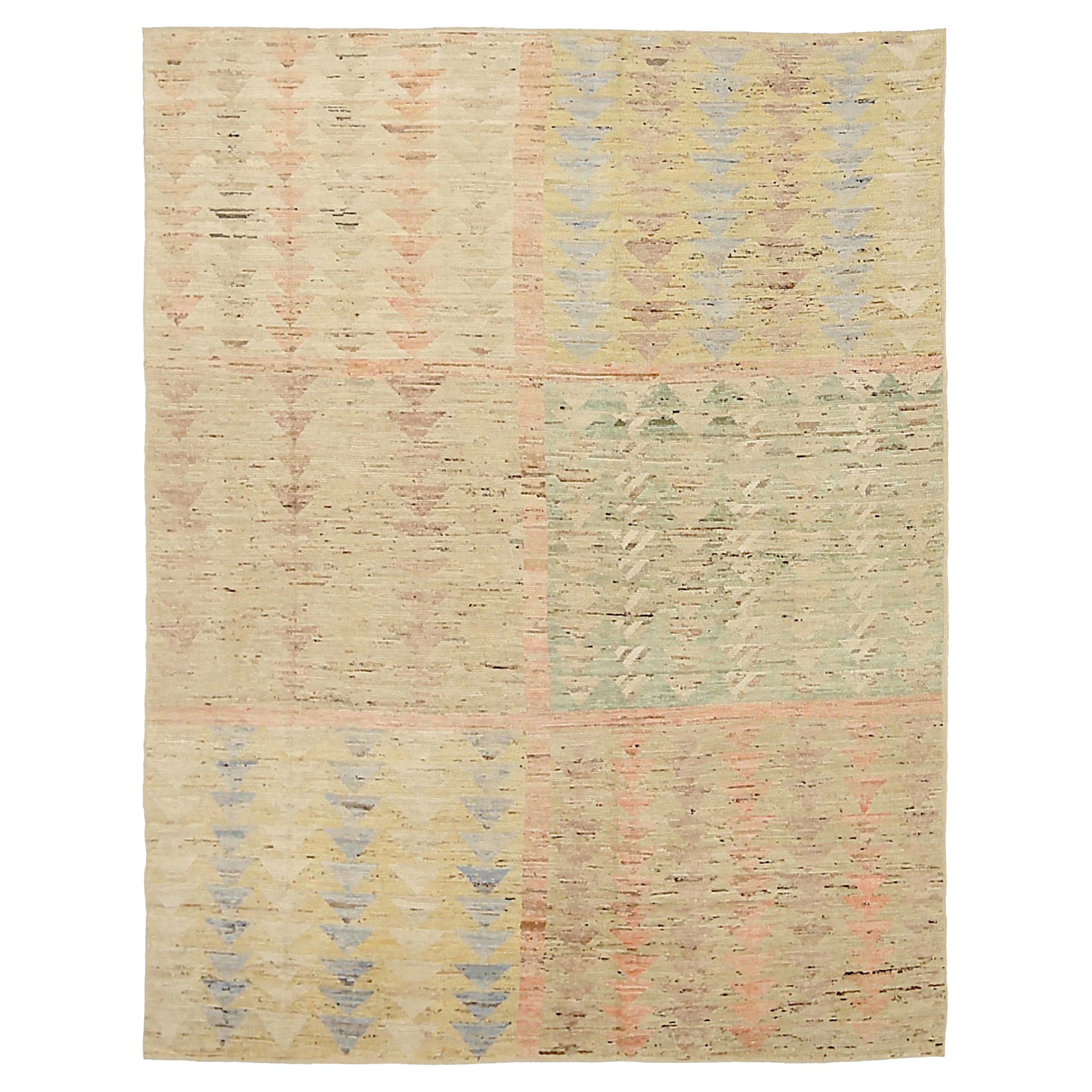 Tappeto marocchino dell'Afghanistan, circa 1990 - Lana, blu, verde, rosa, giallo - 92287 in vendita