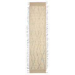 Afghanistan Moroccan Runner Rug Circa 1990 - Wool Gray Ivory Design - 92295