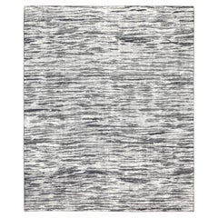 Tappeto in lana grigio avorio con texture organiche libere 12'3''x14'10''