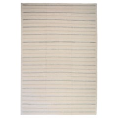 Inde Tapis scandinave surdimensionné Circa 1990 - Laine Gris Ivoire Design - 92371