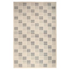 Inde Tapis scandinave surdimensionné Circa 1990 - Laine Gris Ivory Design - 92372