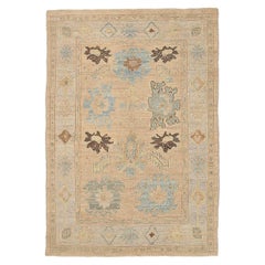 Oushak Afghanistan Oushak Kleiner Teppich Circa 1990 - Wolle Blau Elfenbein Design - 92388