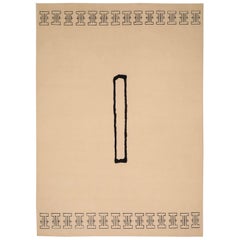 Tapis de zone de l'Inde Circa 1990 - Laine Noir Design/One - 92392