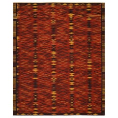 Inde Tapis de sol scandinave Circa 1990 - Laine Noir Rose Rouge Jaune - 92378