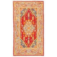 Afghanistan Oushak Small Rug Circa 1940 - Wool Blue Red Yellow Design - 92396